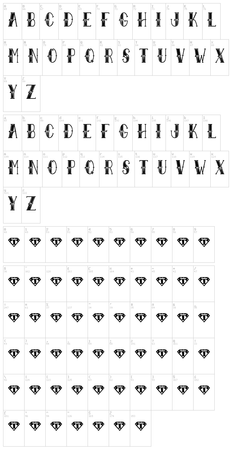 Sailor Larry font map